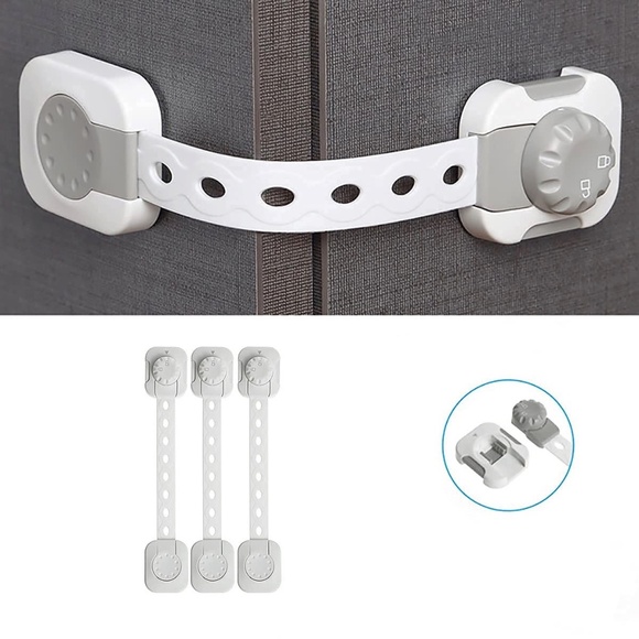 Baby Safety Cabinets Strap Locks for Cabinets, Fridges, Drawers, Toilets etc - Picture 1 of 7